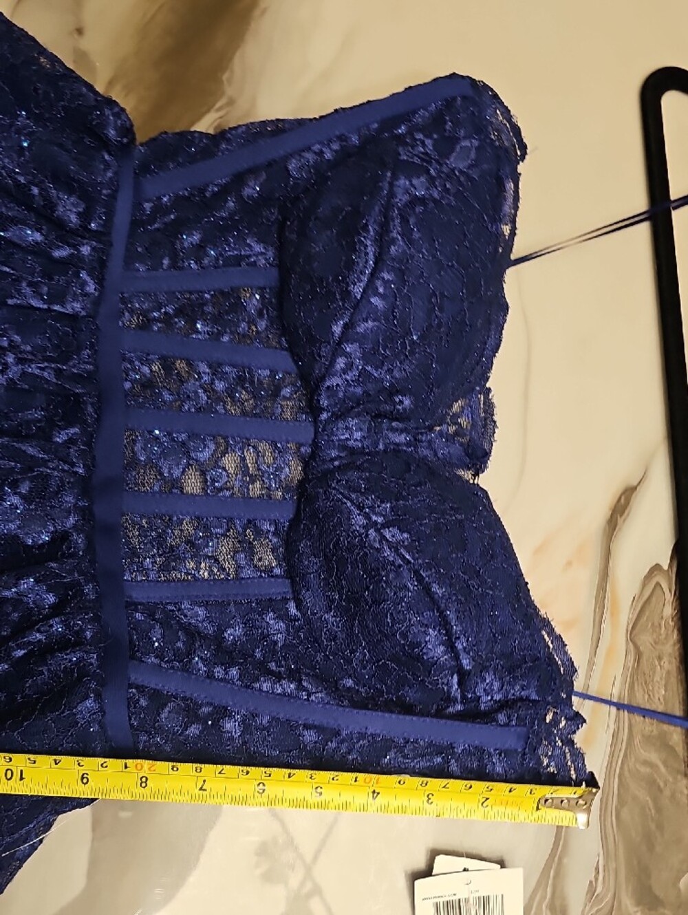 Navy Blue Lace Bustier Mini Dress - Picture 7 of 10
